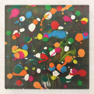 Spotty colorful abstract art coaster