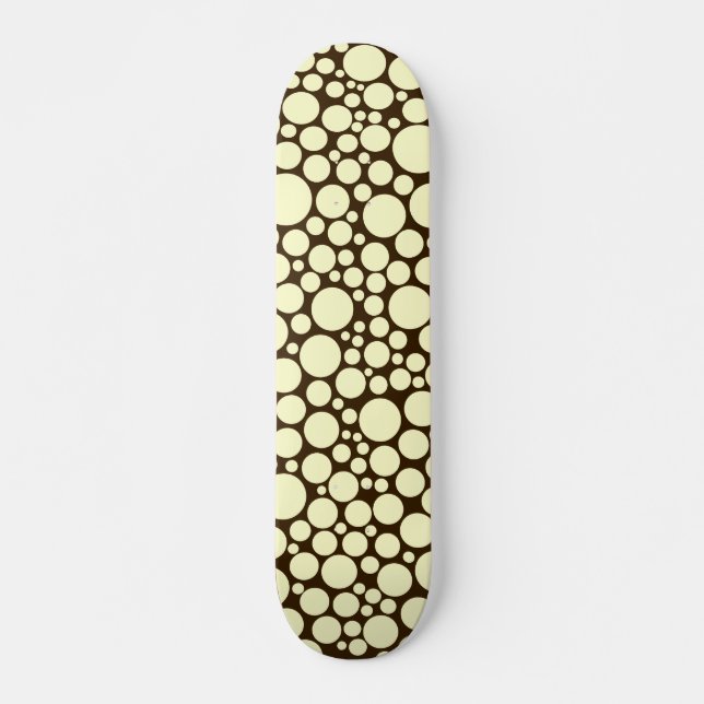 Spotty - Cream on Dark Brown Skateboard Deck (Front)