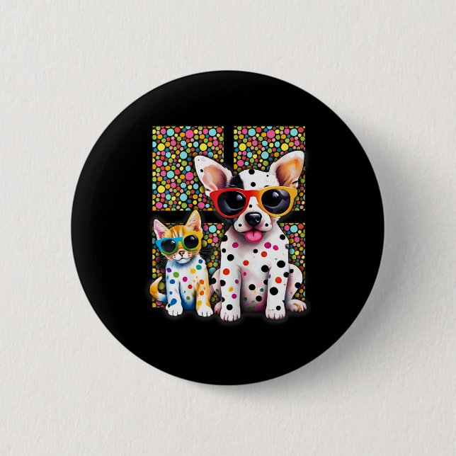 Spotty Cute Baby Dot Day Cat Lover  Button (Front)
