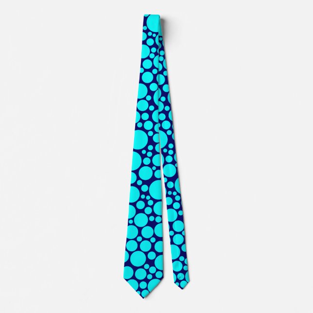 Spotty - Cyan on Dark Blue (000066) Neck Tie (Front)