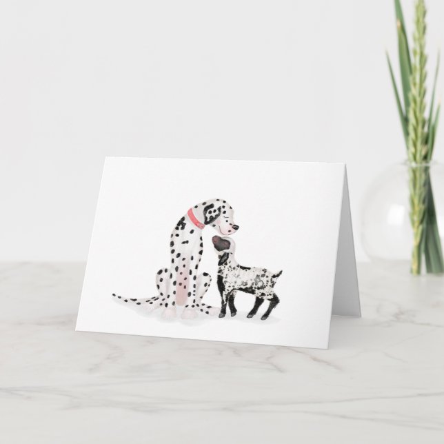 Spotty dalmation and lamb Mother's Day card (Front)