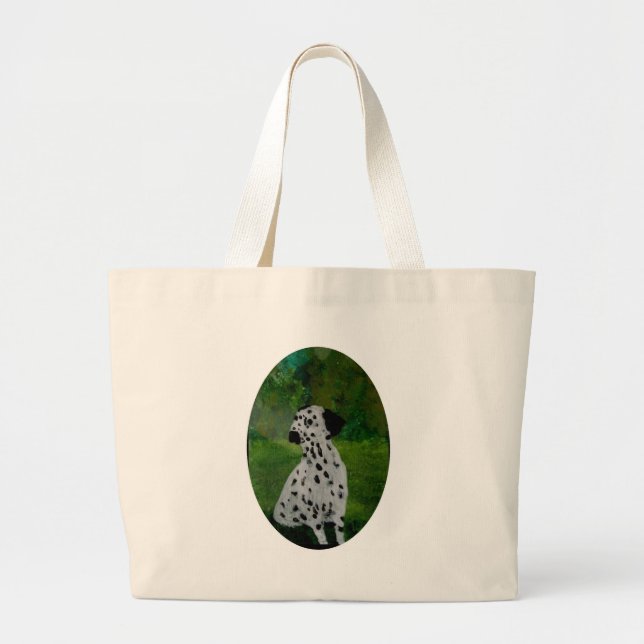 Spotty Dog Art Dalmatian Large Tote Bag (Front)