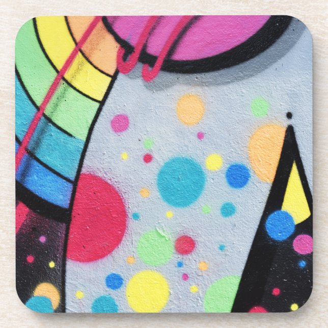 spotty graffiti beverage coaster (Front)