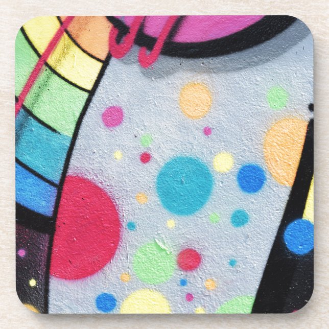 spotty graffiti beverage coaster (Front)