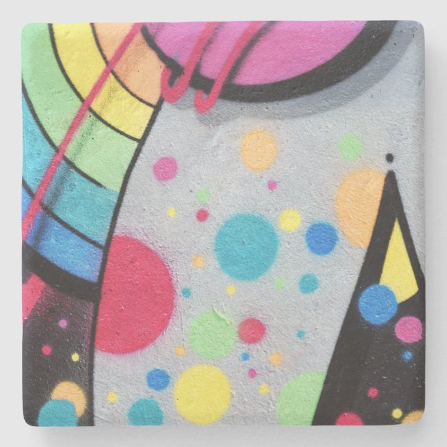 spotty graffiti stone coaster (Front)