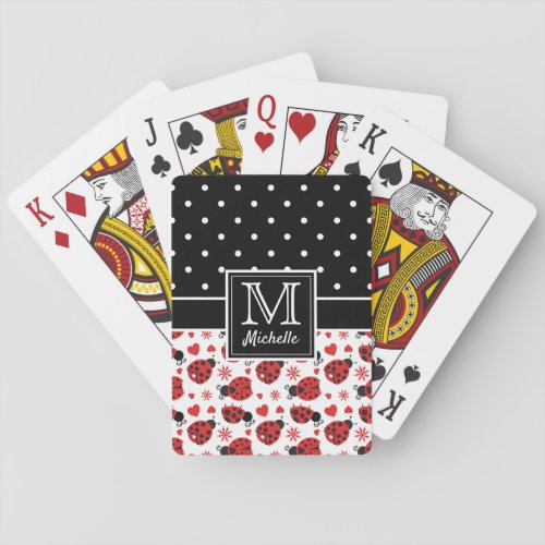Spotty Ladybug Monogram Playing Cards