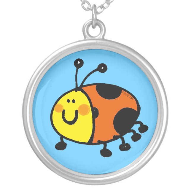 Spotty ladybug silver plated necklace (Front)