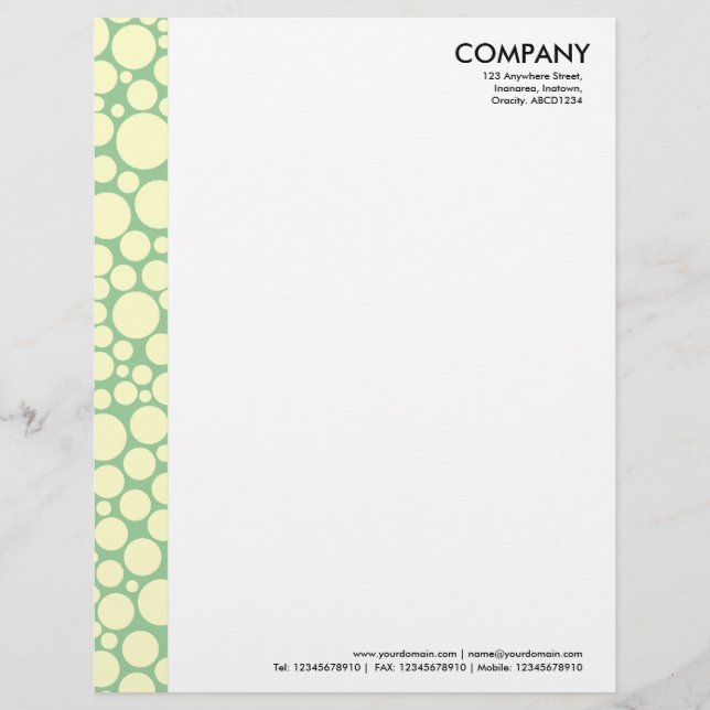 Spotty Margin - Cream on Light Green Letterhead (Front)