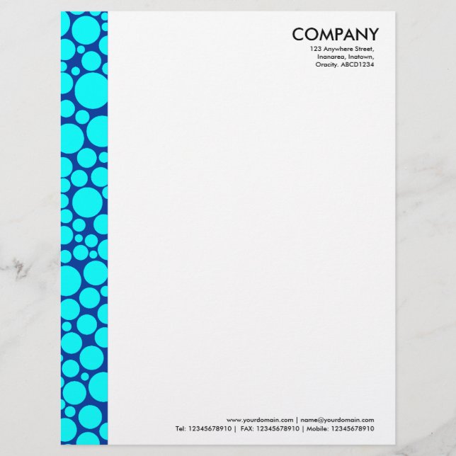 Spotty Margin - Cyan on Dark Blue Letterhead (Front)
