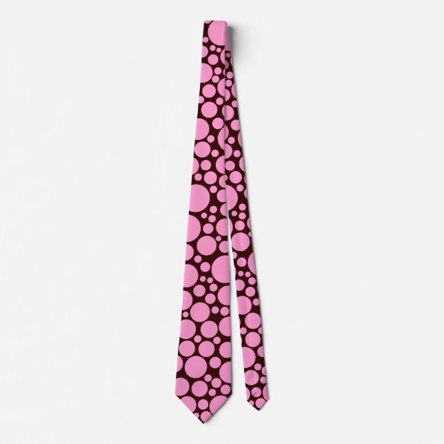 Spotty - Pink on Dark Brown (330000) Neck Tie (Front)