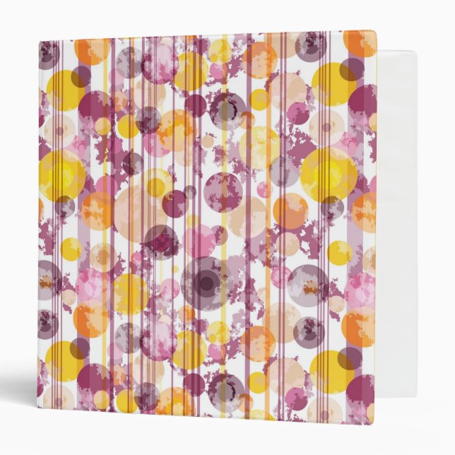 Spotty Striped White Pattern 3 Ring Binder (Front/Inside)