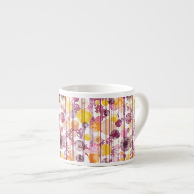 Spotty Striped White Pattern Espresso Cup (Front Right)
