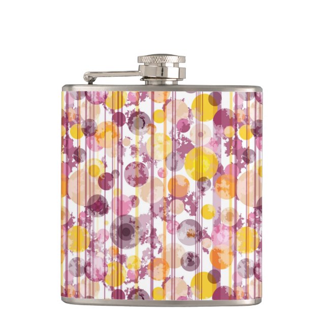 Spotty Striped White Pattern Flask (Front)