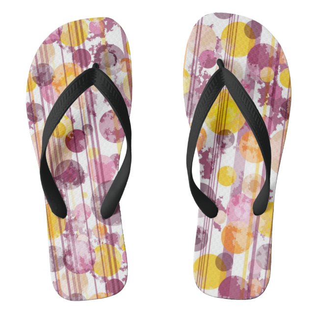 Spotty Striped White Pattern Flip Flops (Footbed)