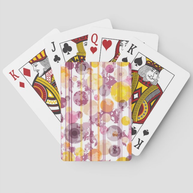 Spotty Striped White Pattern Poker Cards (Back)