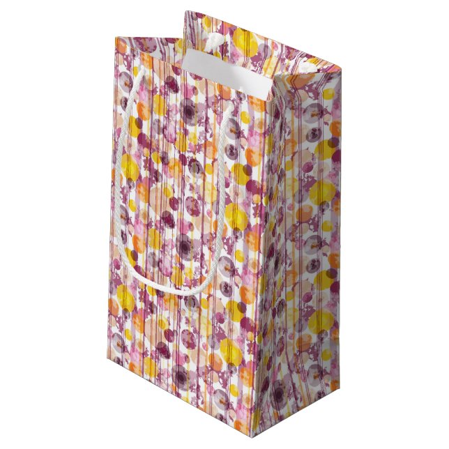 Spotty Striped White Pattern Small Gift Bag (Back Angled)