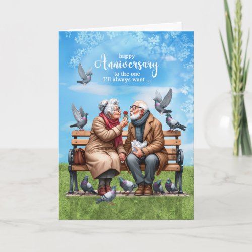 Spouse Old Couple on a Bench Wedding Anniversary