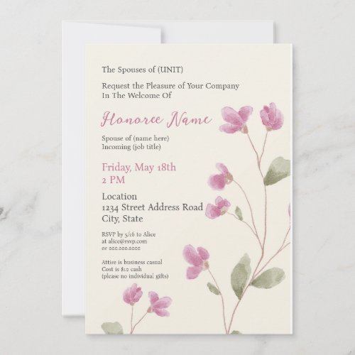 Spouse Welcome Military Pink Digital Invitation