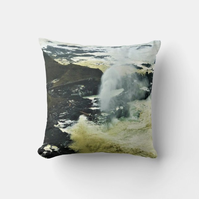 Spouting Horn, Cape Perpetua, Oregon Coast Throw Pillow (Front)