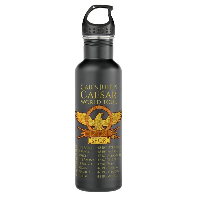 SPQR Ancient Rome Julius Caesar World Tour Roman H Stainless Steel Water Bottle (Front)