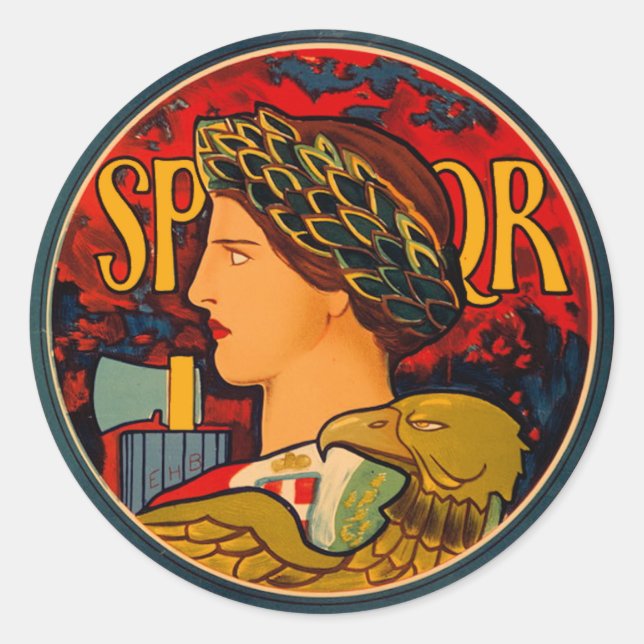 SPQR Italian Emblem Classic Round Sticker (Front)