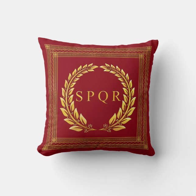 SPQR Laurel Throw Pillow (Front)