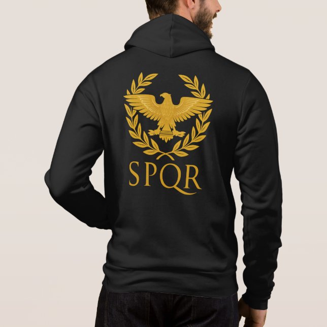 SPQR Roman Eagle Emblem – Golden Aquila & Laurel Hoodie (Back)