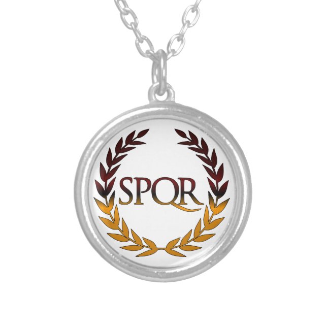 SPQR SILVER PLATED NECKLACE (Front)
