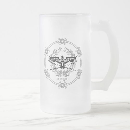 SPQR The Roman Empire Emblem Frosted Glass Mug Frosted Glass Beer Mug