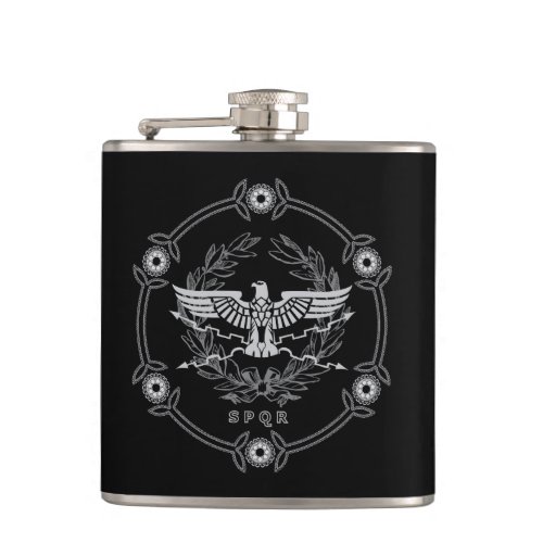 SPQR The Roman Empire Emblem Vinyl Wrapped Flask Hip Flask