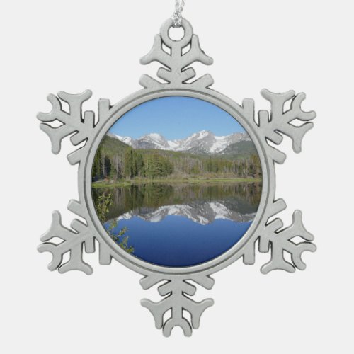 Sprague Lake I at Rocky Mountain National Park Snowflake Pewter Christmas Ornament