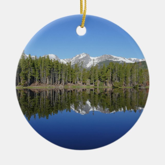 Sprague Lake Reflection Ceramic Ornament (Front)