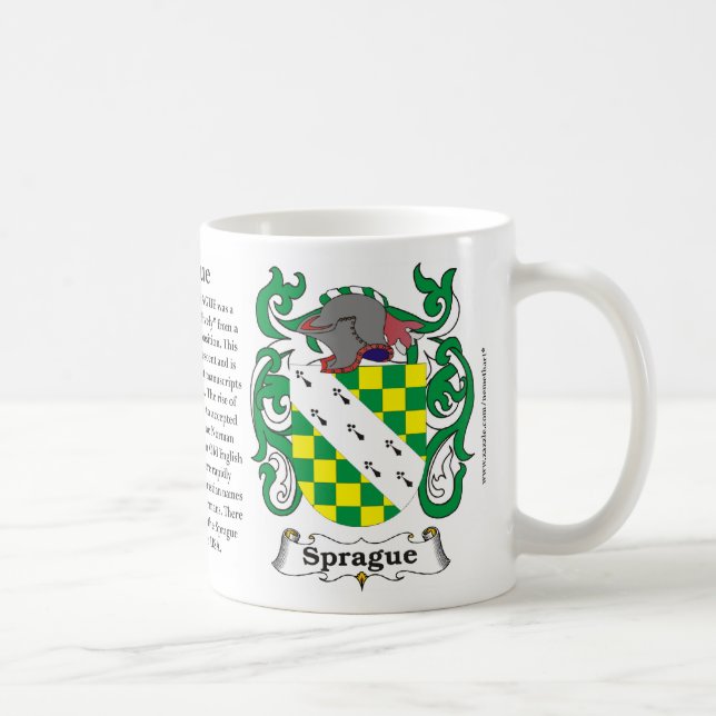 Sprague, the Origin, the Meaning and the Crest on Coffee Mug (Right)