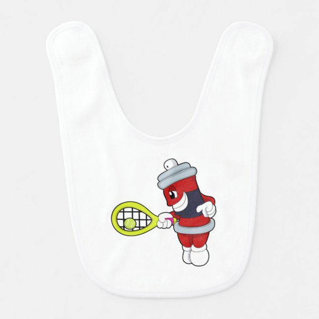 Spray at Tennis with Tennis racket Baby Bib (Front)