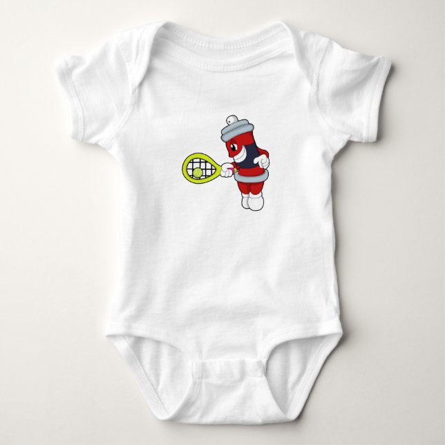 Spray at Tennis with Tennis racket Baby Bodysuit (Front)