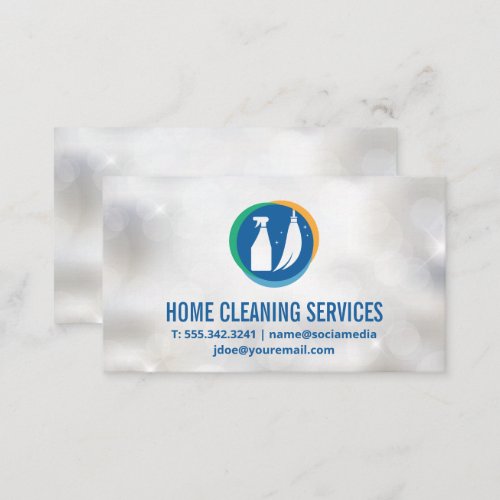 Spray Bottle Broom Logo  Sparkle Clean Business Card