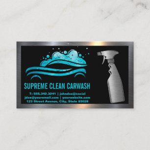 Spray Bottle Car Wash Water Drops Logo Business Card