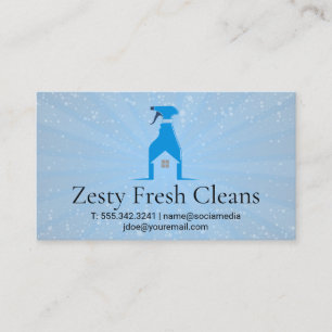 Spray Bottle Home Cleaner Logo Bubbles Business Card