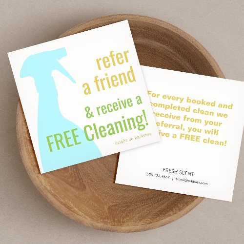 Spray Bottle House Cleaning Customer Referral Card
