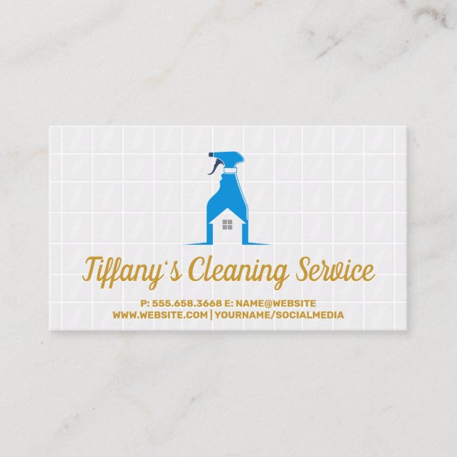 Spray Bottle Icon | Bath Tiles Business Card (Front)