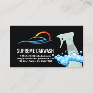 Spray Bottle Soap Bubbles   Auto Wash Logo Business Card