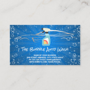 Spray Bottle Soap Bubbles Car Wash Business Card