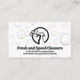 Spray Bottle Soap Bubbles Cleaners Business Card