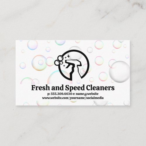 Spray Bottle  Soap Bubbles  Cleaners Business Card