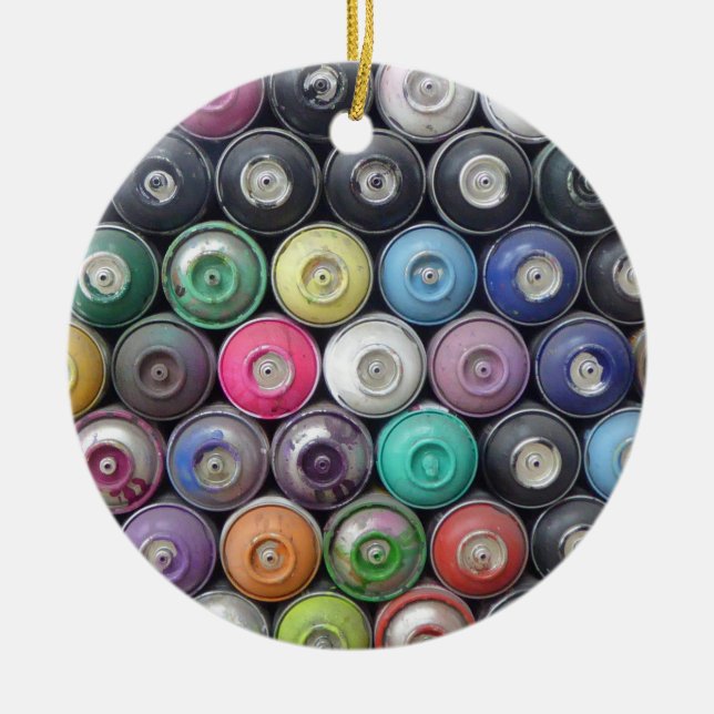 Spray cans ceramic ornament (Front)