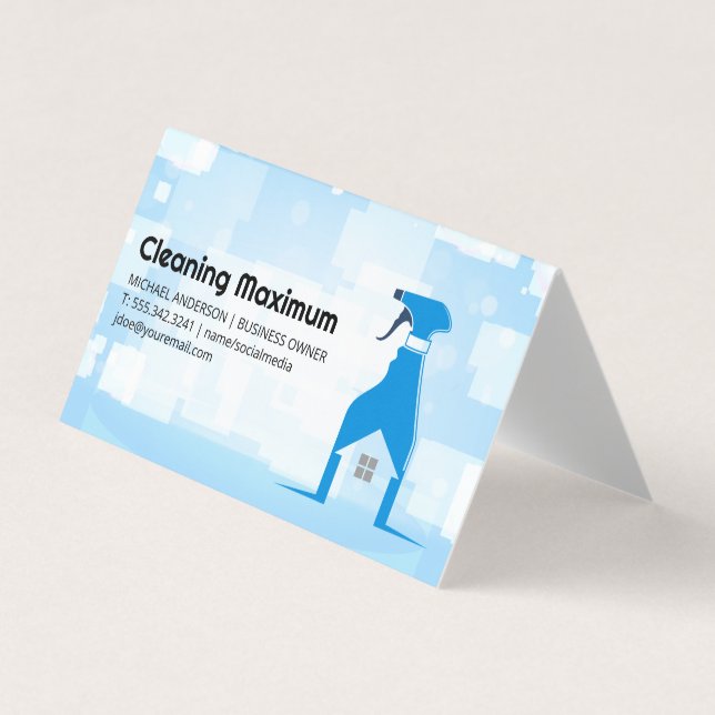 Spray Cleaning Bottle | Home Cleaner Services Business Card (Front)