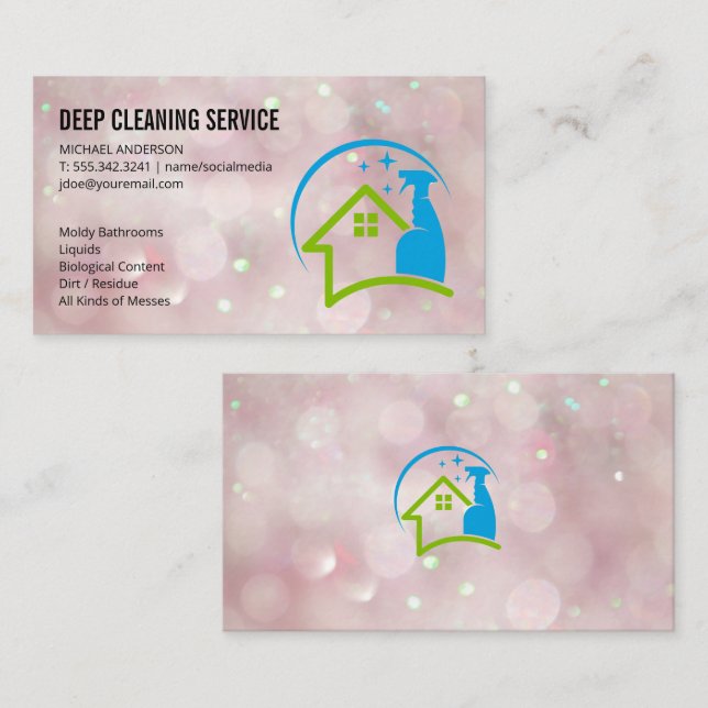 Spray Cleaning Home Logo | Boke Business Card (Front/Back)