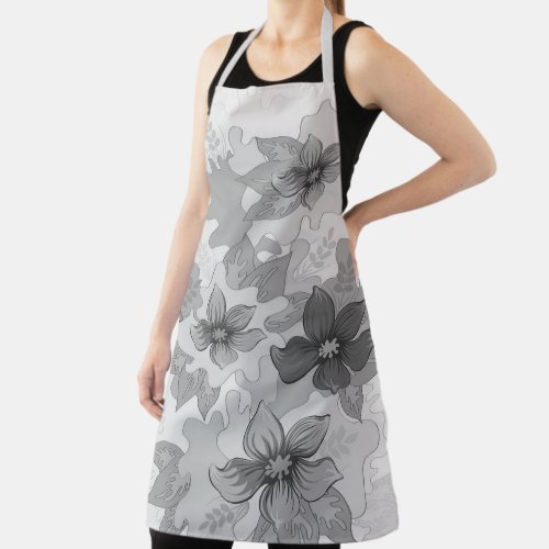Spray of Flowers in Hues of Gray  Apron