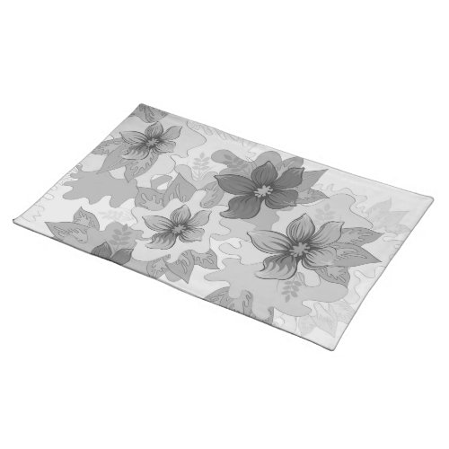 Spray of Flowers in Hues of Gray  Cloth Placemat