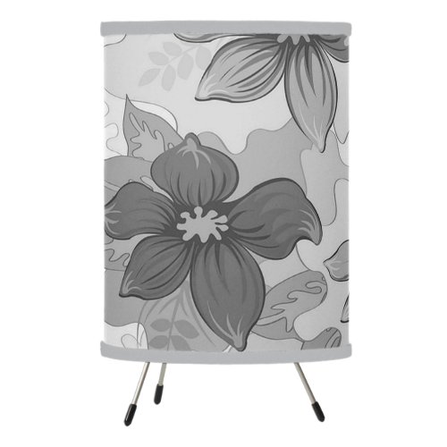 Spray of Flowers in Hues of Gray  Tripod Lamp